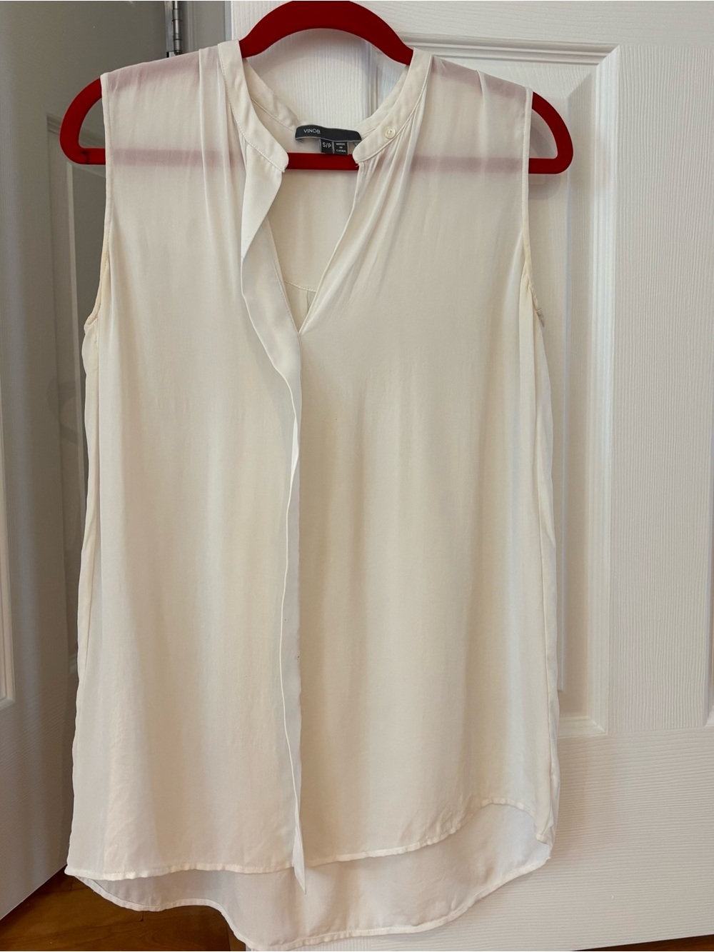 Vince Cream Sleeveless V-Neck Button-Trim Camisole